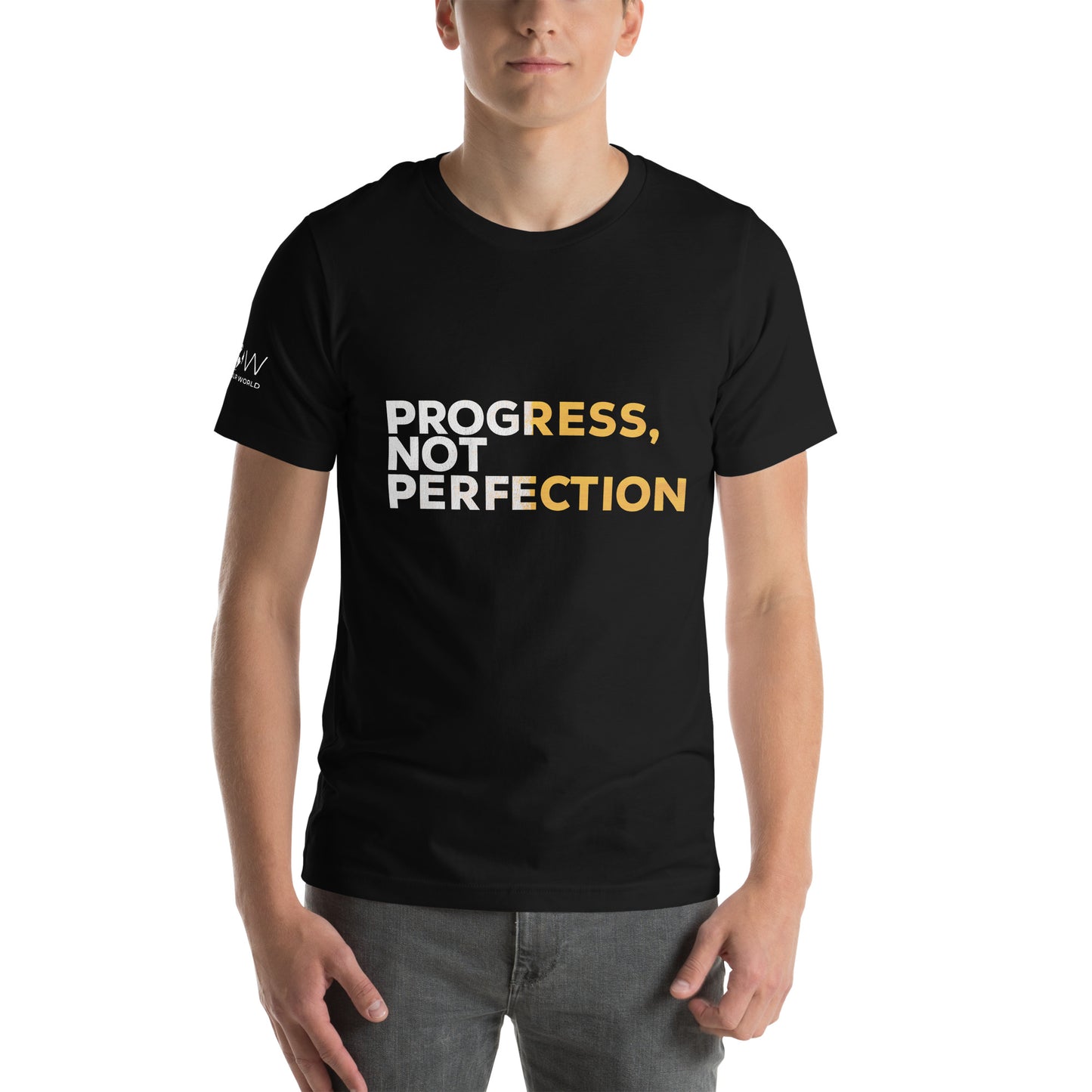 Progress Over Perfection Men's Motivational Black T-Shirt