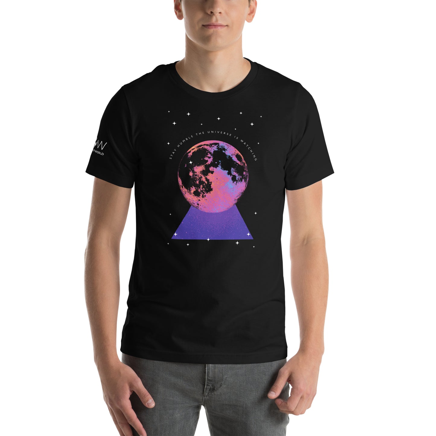 REACH FOR THE MOON Men's Motivational Black T-Shirt