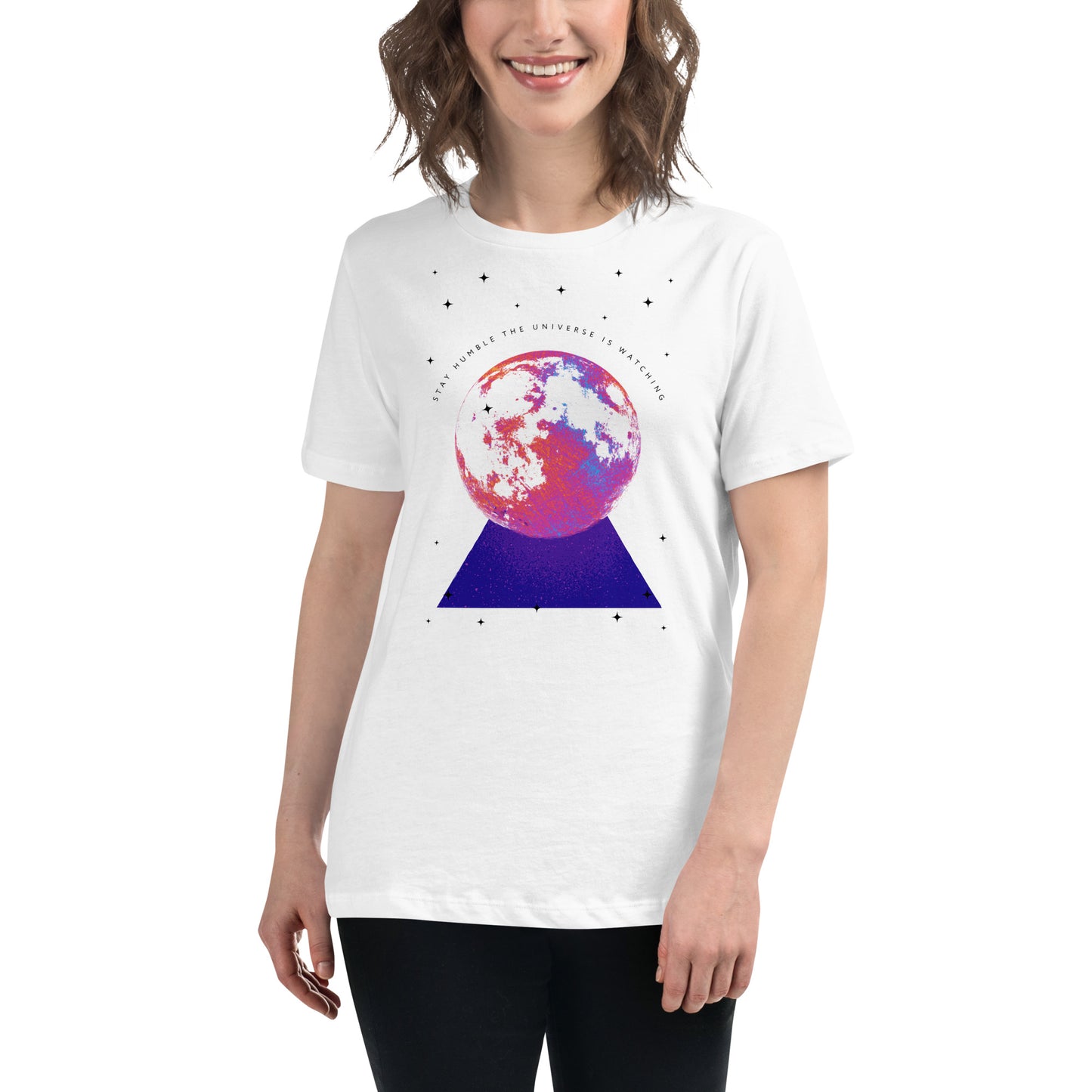 Reach For The Moon White Motivational Women’s T-Shirt Lifestyle
