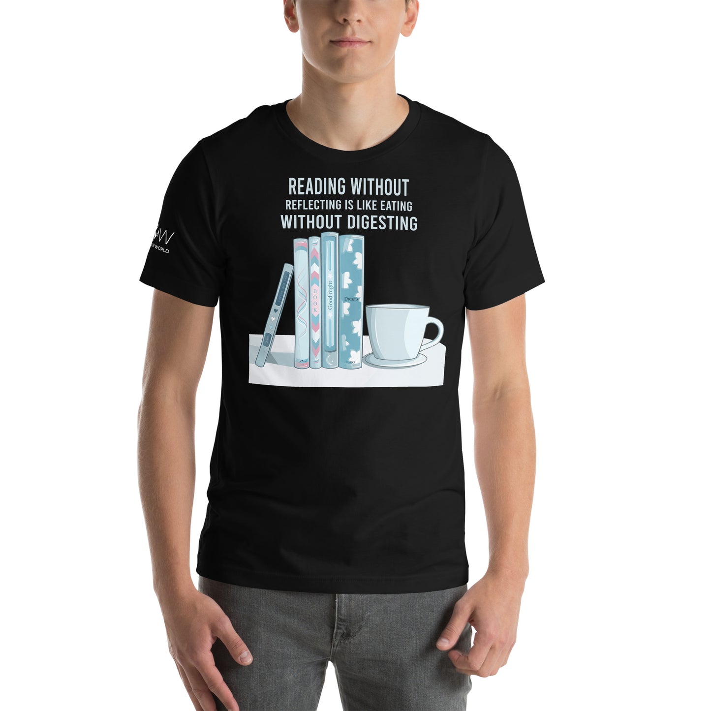 Reading Without Reflecting Black Motivational Men's T-Shirt