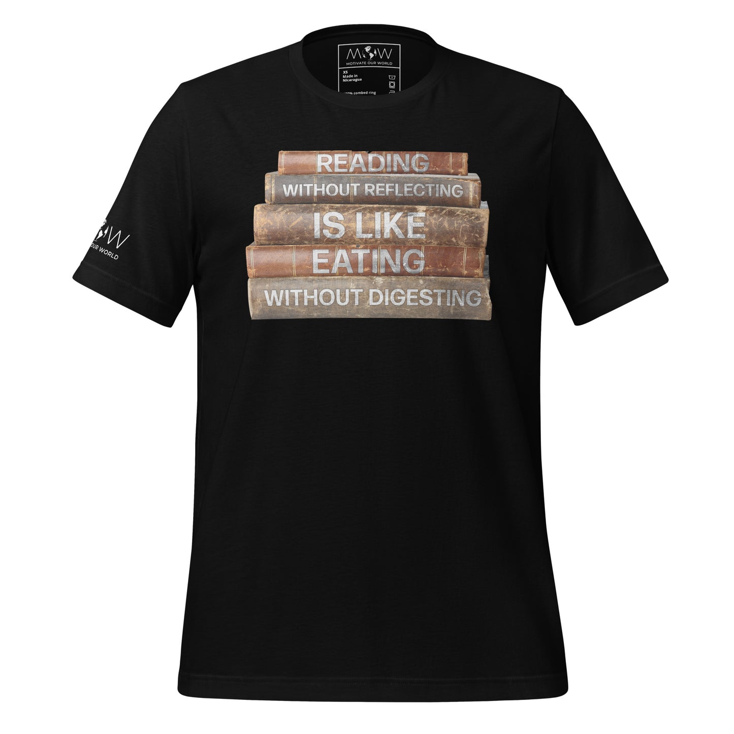 Reading Without Reflecting – Vintage Book Spine Black Motivational Men's T-Shirt