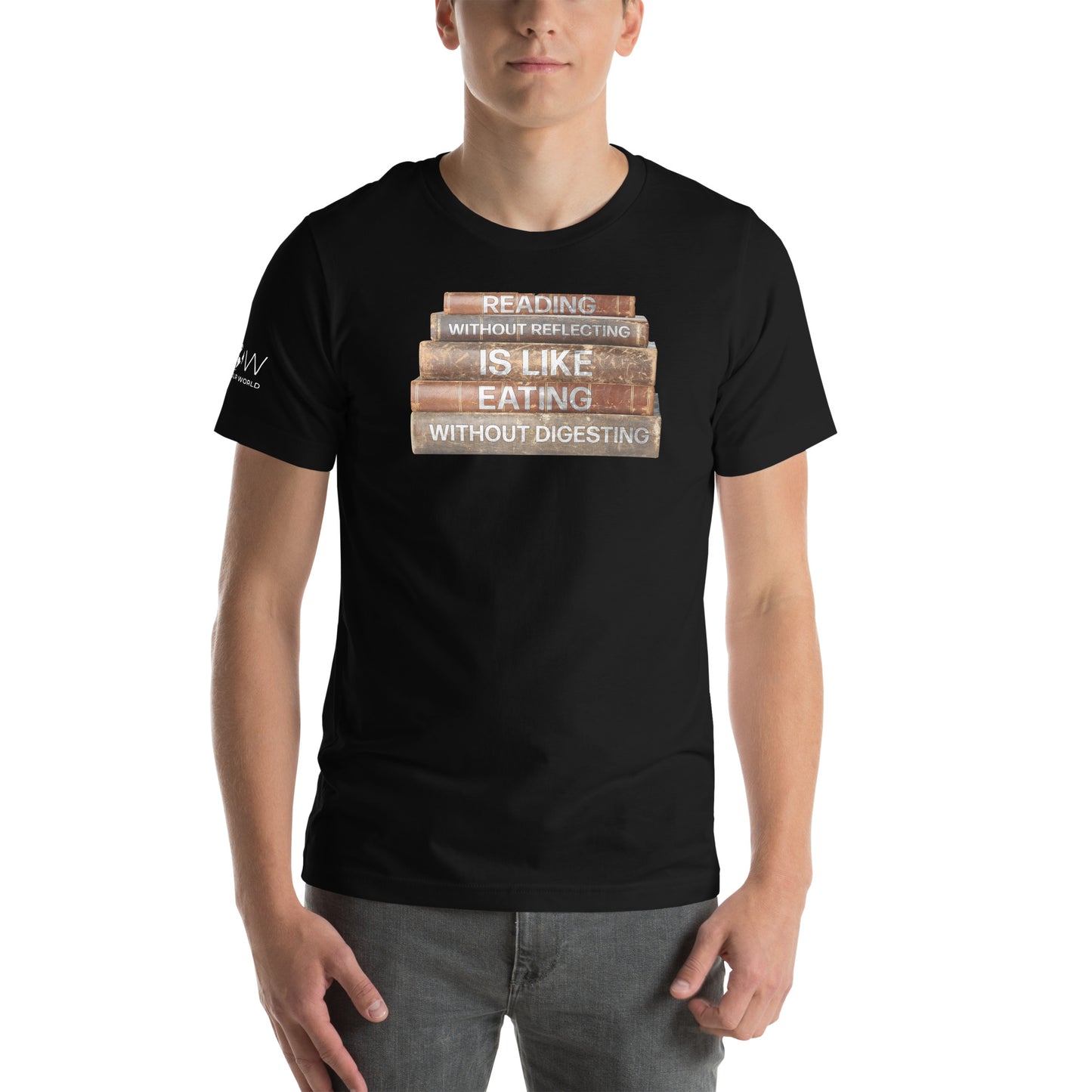 Reading Without Reflecting – Vintage Book Spine Black Motivational Men's T-Shirt