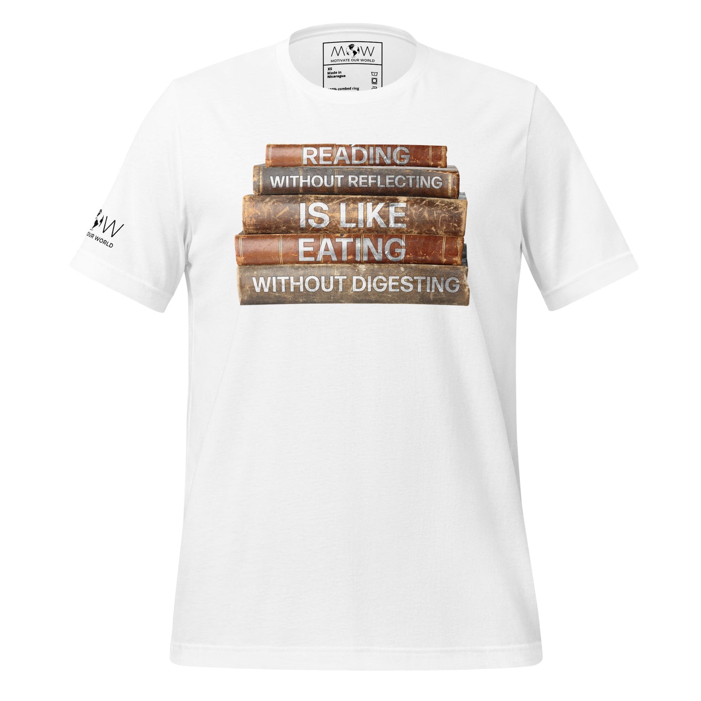 Reading Without Reflecting – Vintage Book Spine White Motivational Men's T-Shirt