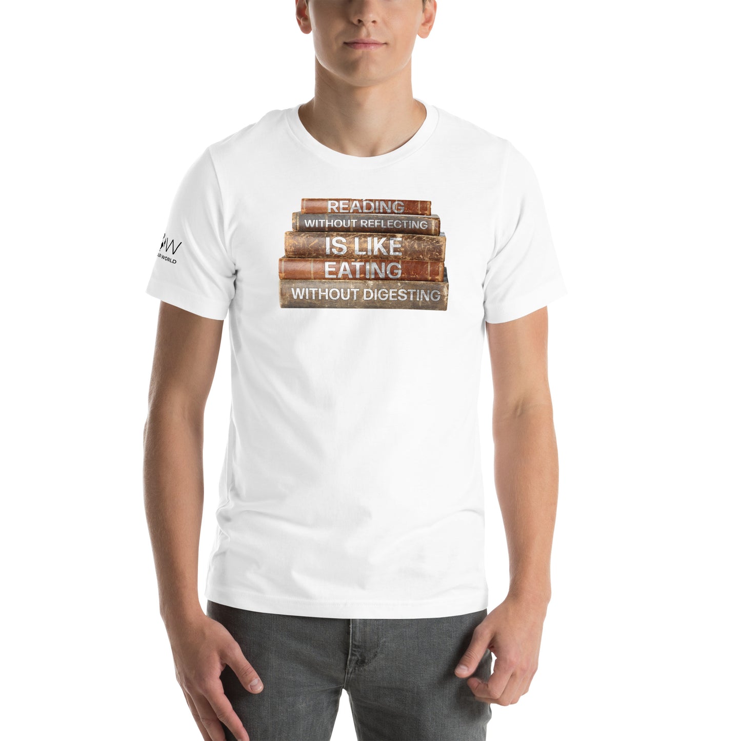 Reading Without Reflecting – Vintage Book Spine White Motivational Men's T-Shirt