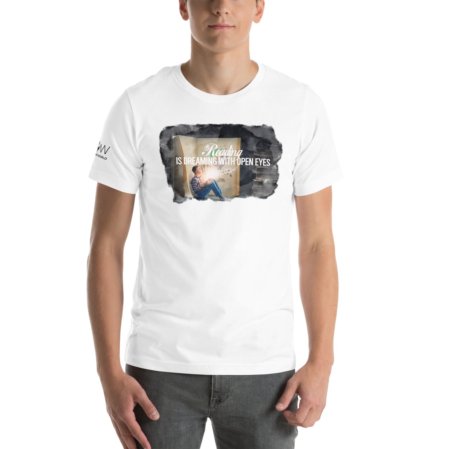 "Reading is Dreaming with" White Motivational Men's T-Shirt