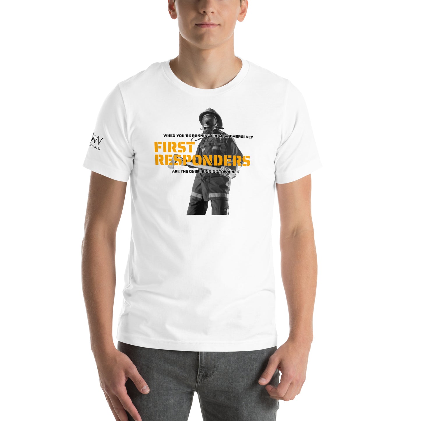 Running Toward the Fire – First Responders White Motivational Men's T-Shirt
