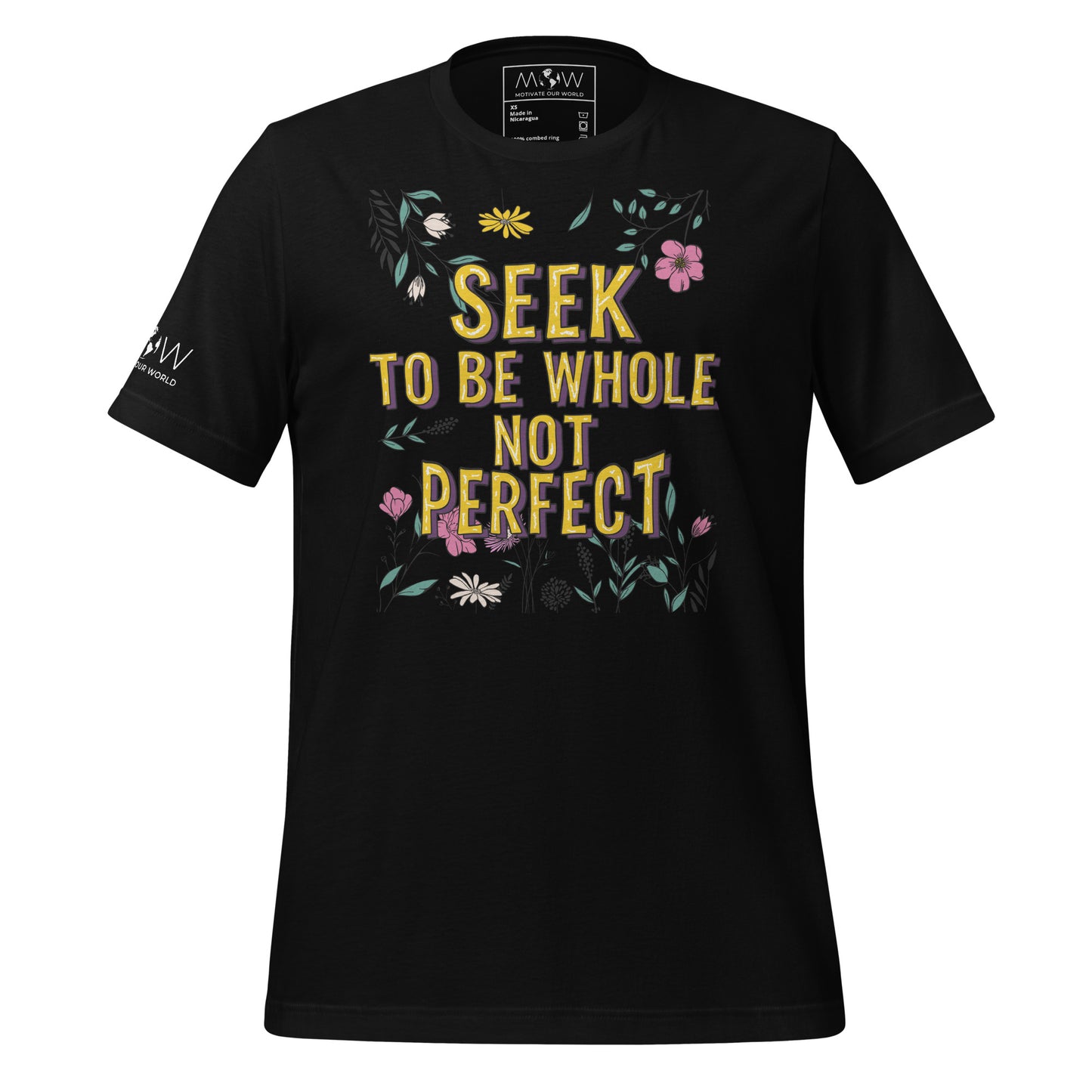 SEEK TO BE WHOLE, NOT PERFECT Men's Motivational Black T-Shirt