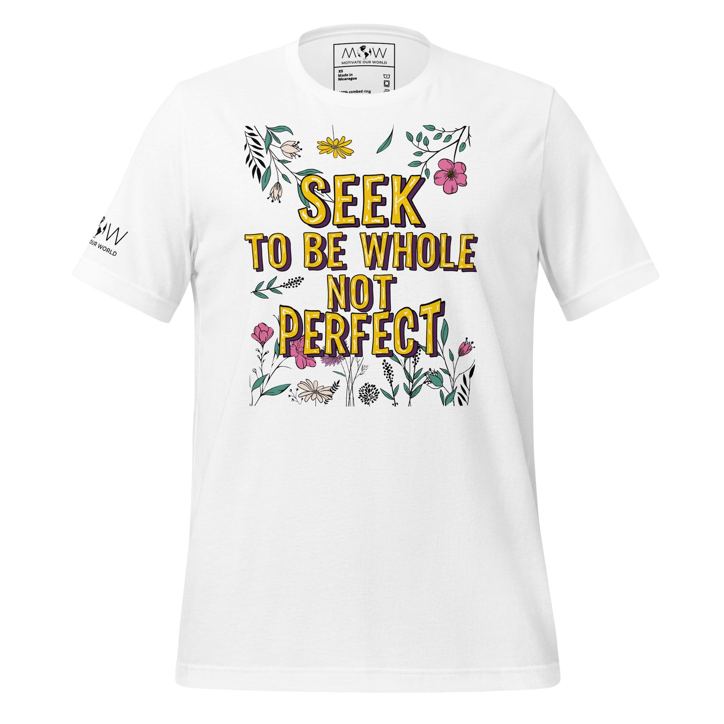 SEEK TO BE WHOLE, NOT PERFECT Men's Motivational White T-Shirt