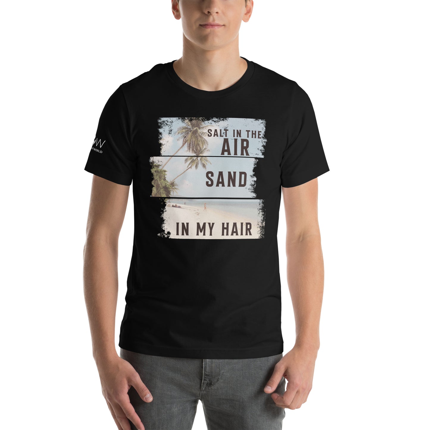 Salt in the Air, Sand in My Hair (Vintage Beach Design) Men's Motivational Black T-Shirt