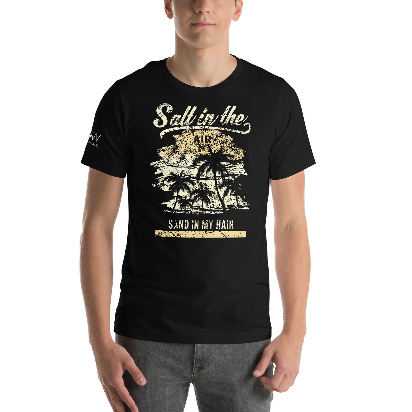Salt in the Air, Sand in My Hair (Vintage Beach Design) Men's Motivational Black T-Shirt