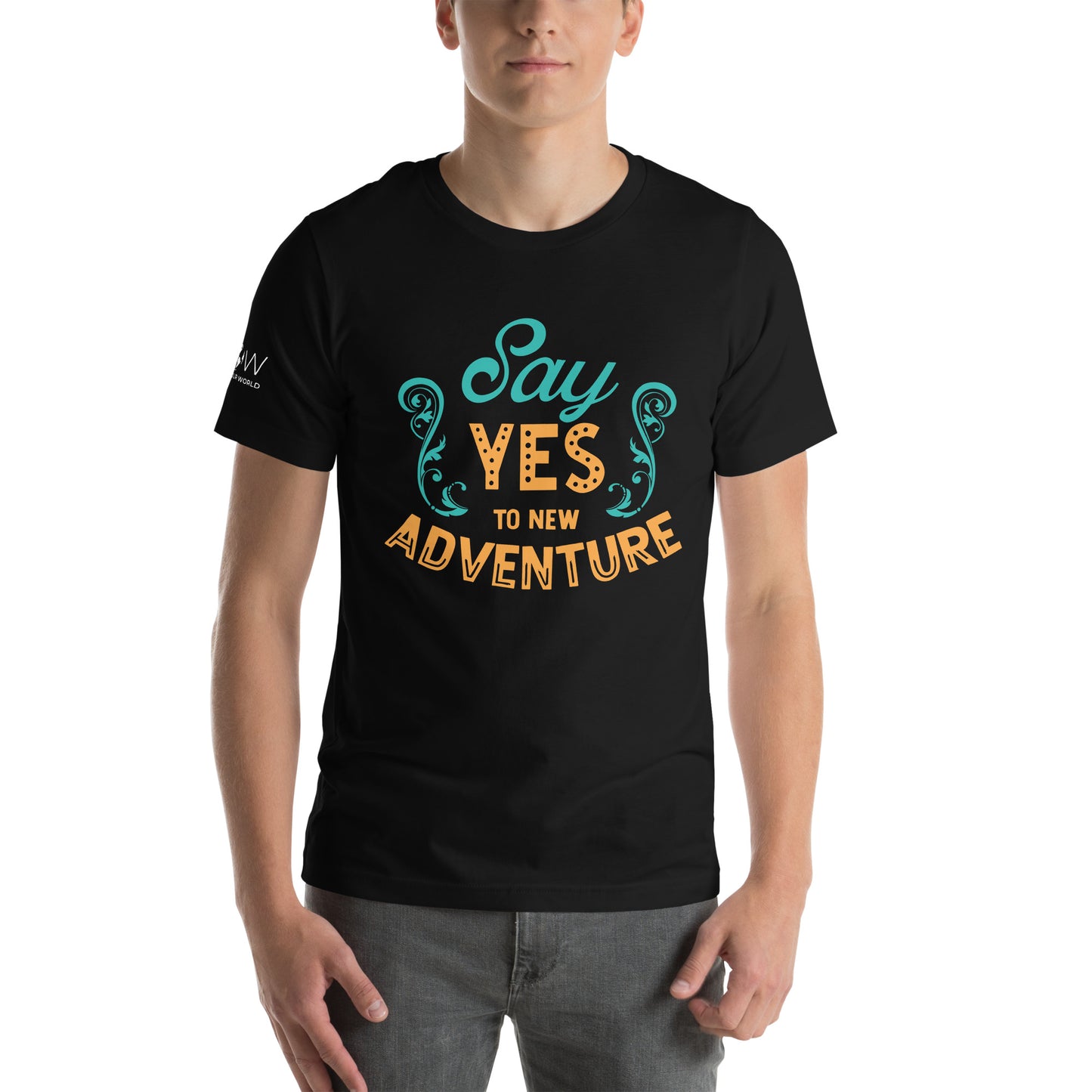 "Say Yes to New Adventure" Men's Motivational Black T-Shirt