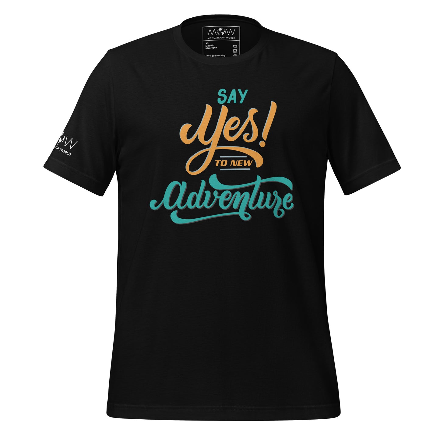 "Say Yes to New Adventure" Men's Motivational Black T-Shirt