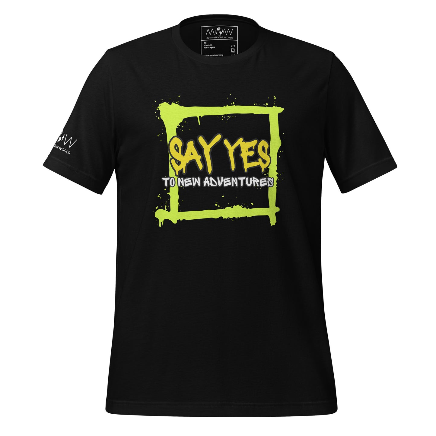 Say Yes to New Adventures Men's Motivational Black T-Shirt