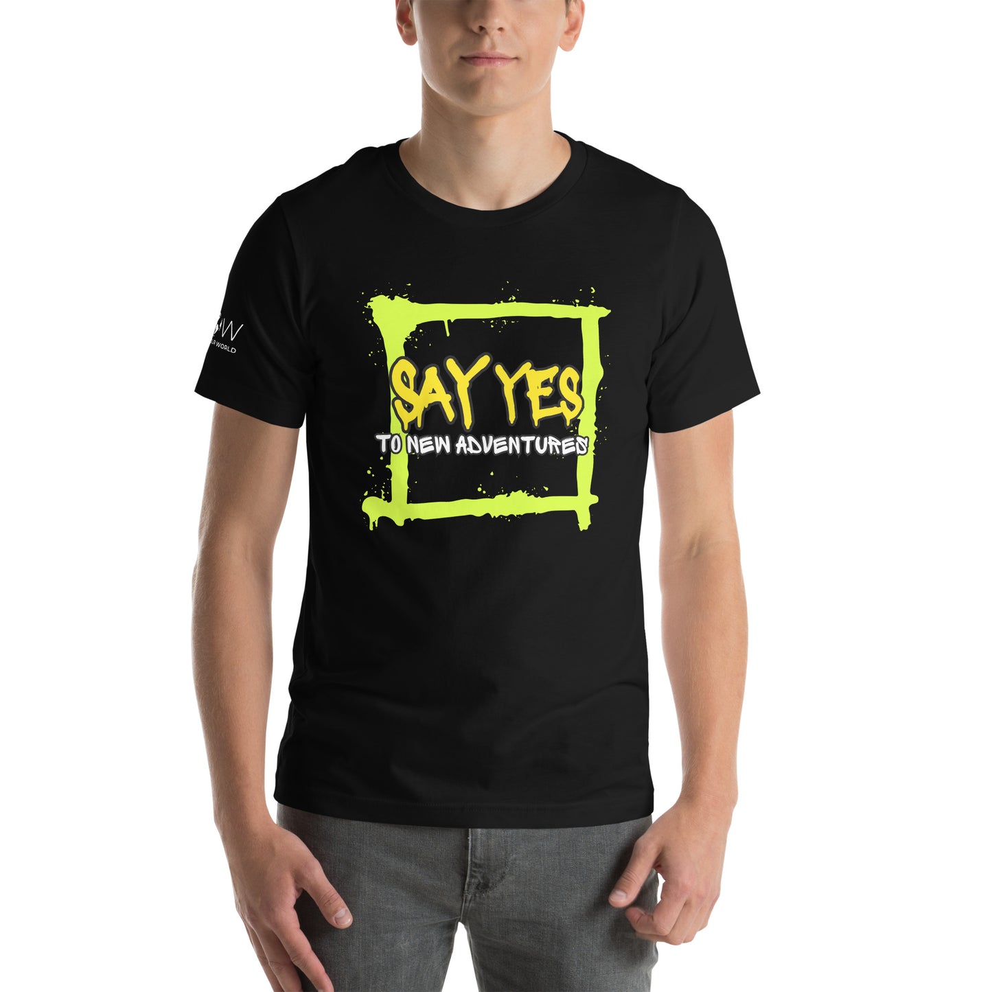 Say Yes to New Adventures Men's Motivational Black T-Shirt