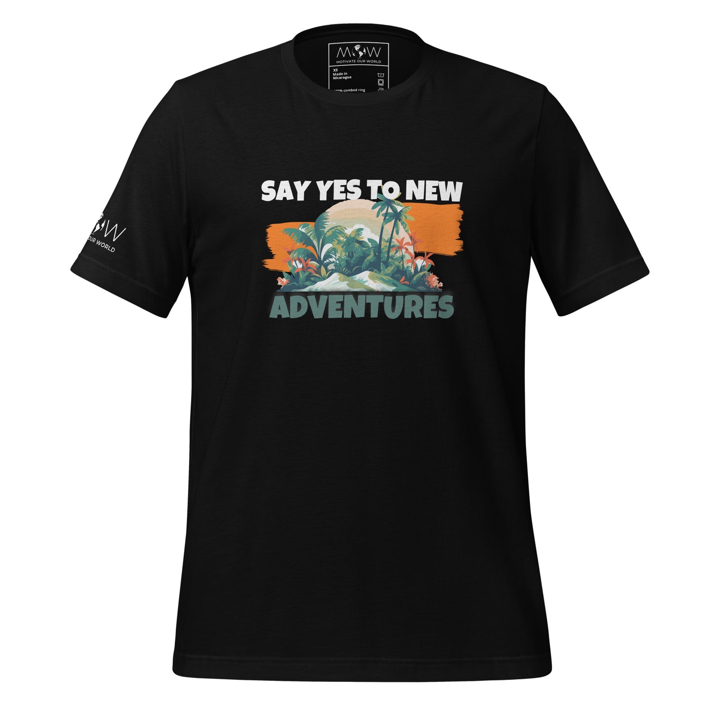 Say Yes to New Adventures Men's Motivational Black T-Shirt