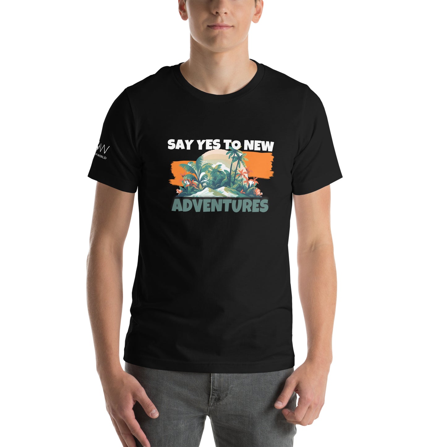 Say Yes to New Adventures Men's Motivational Black T-Shirt