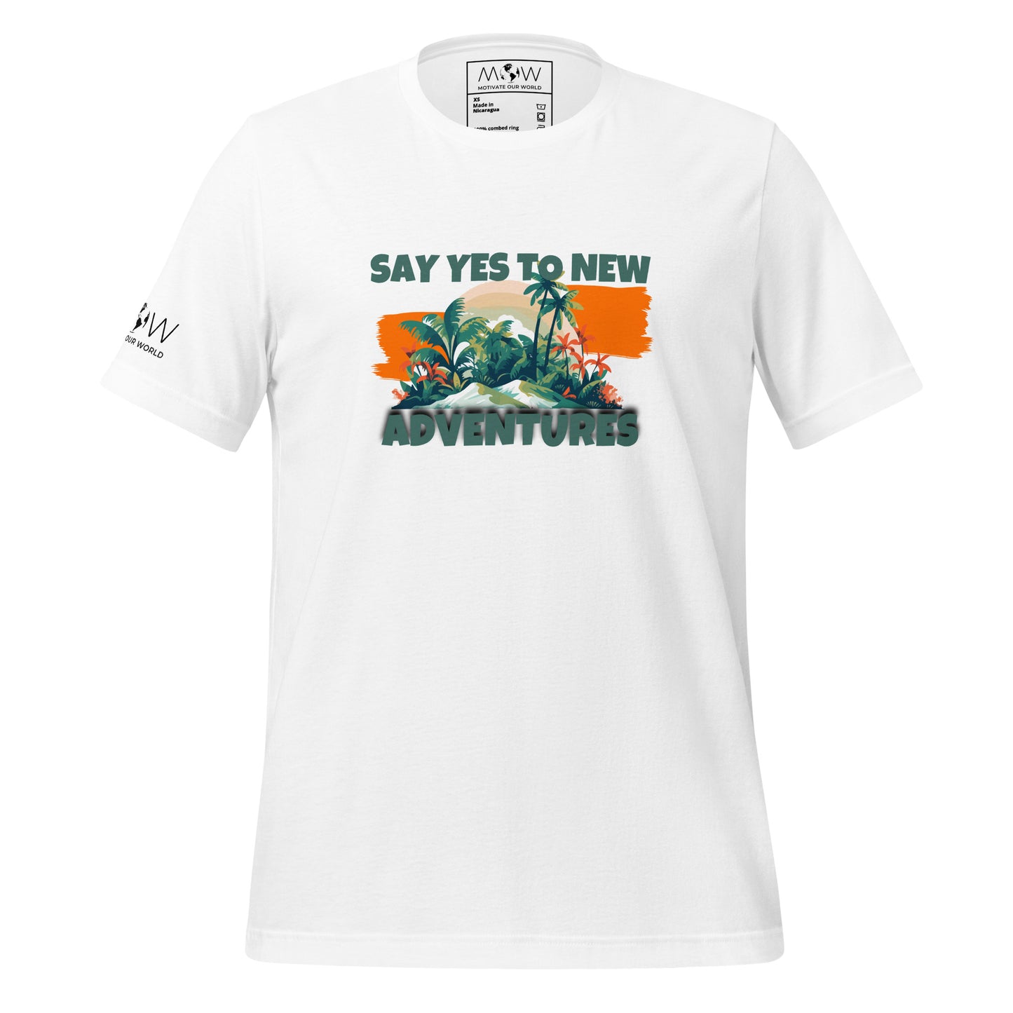 Say Yes to New Adventures Men's Motivational White T-Shirt