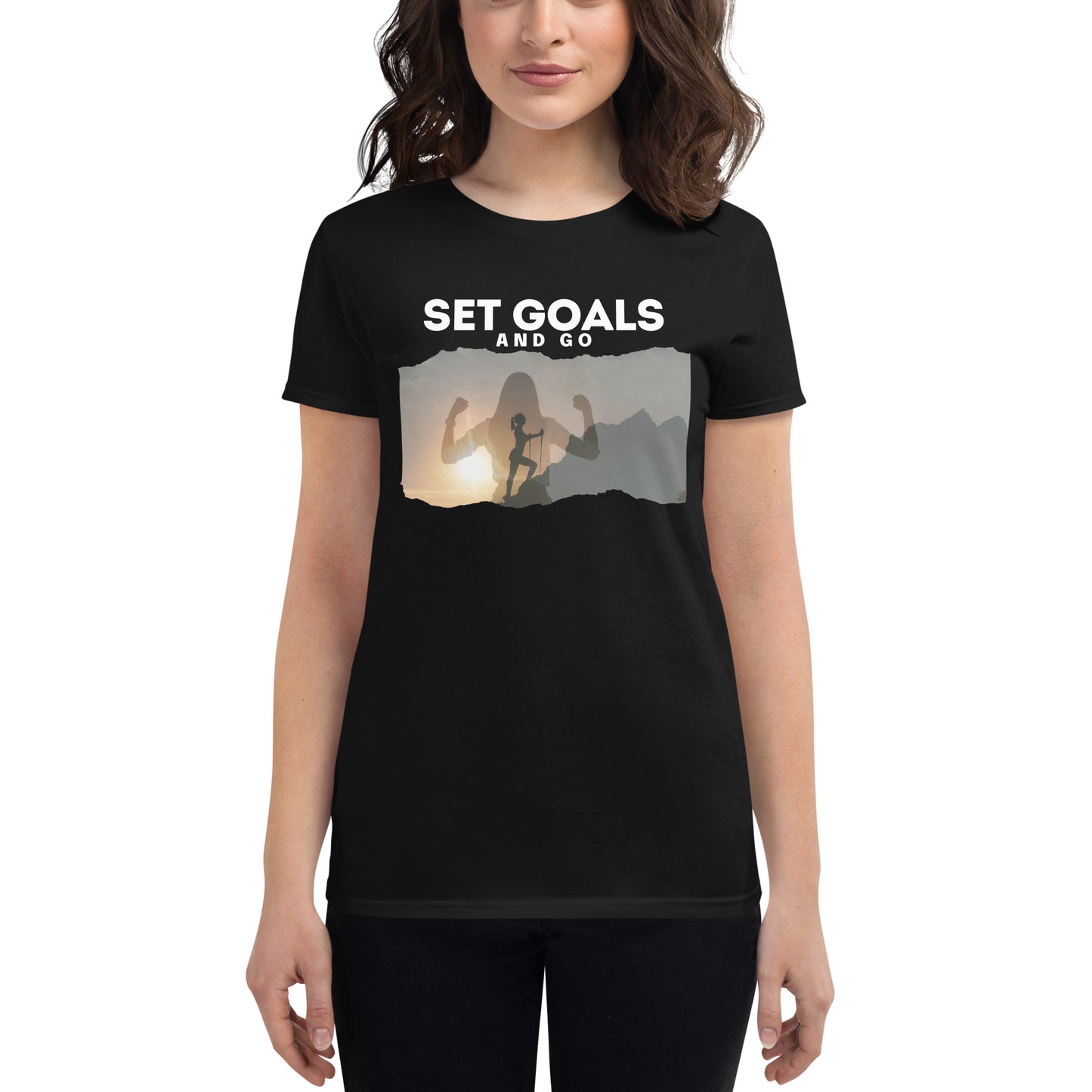 Set Goals Women’s Motivational Black T-Shirt