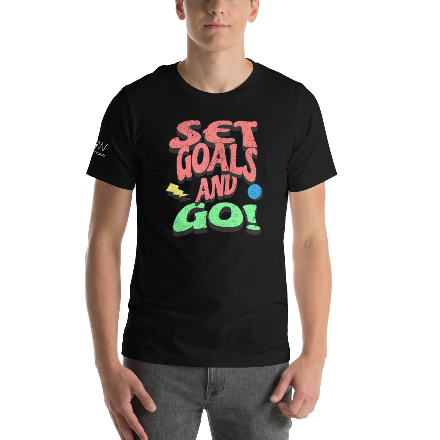 Set Goals and Go Men's Motivational Black T-Shirt