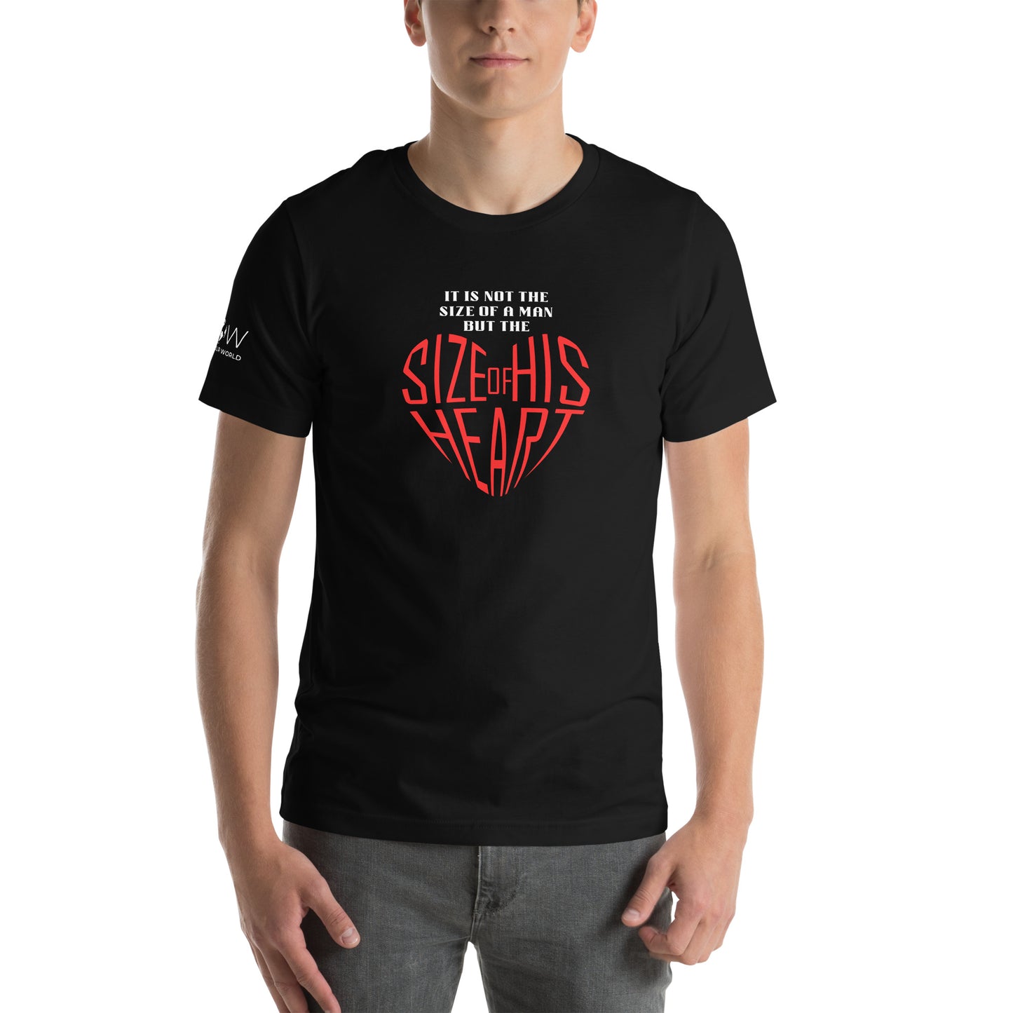 "Size of His Heart" Men's Motivational Black T-Shirt