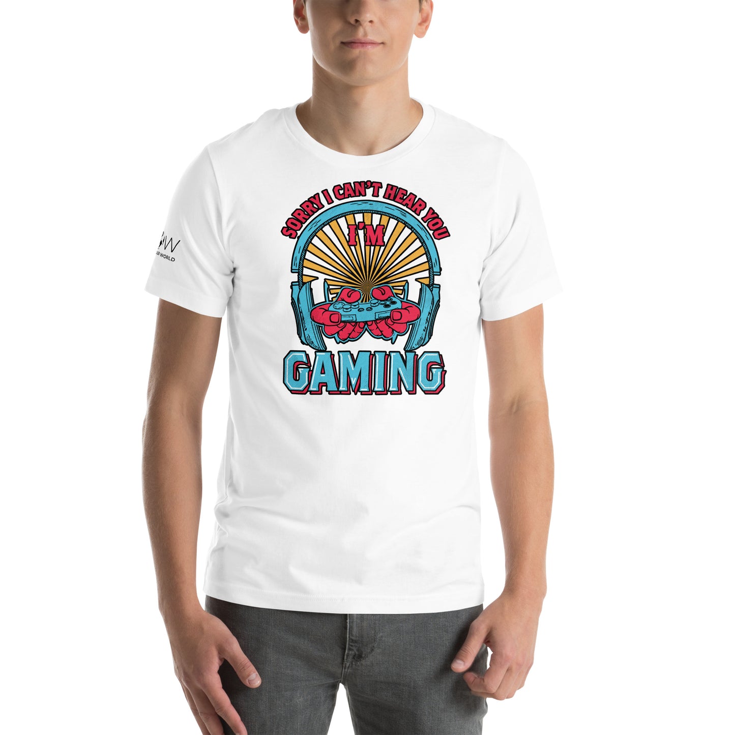 Sorry I Can’t Hear You, I’m Gaming - Retro Color White Motivational Men's T-Shirt