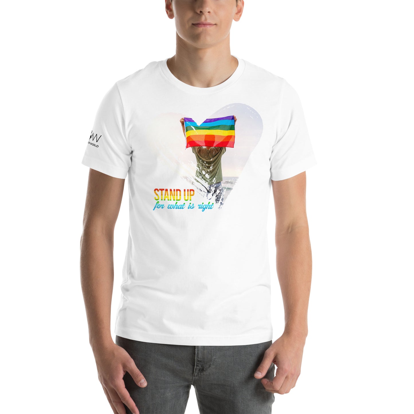 Stand Up for What Is Right - Pride Heart Edition White Motivational Men's T-Shirt