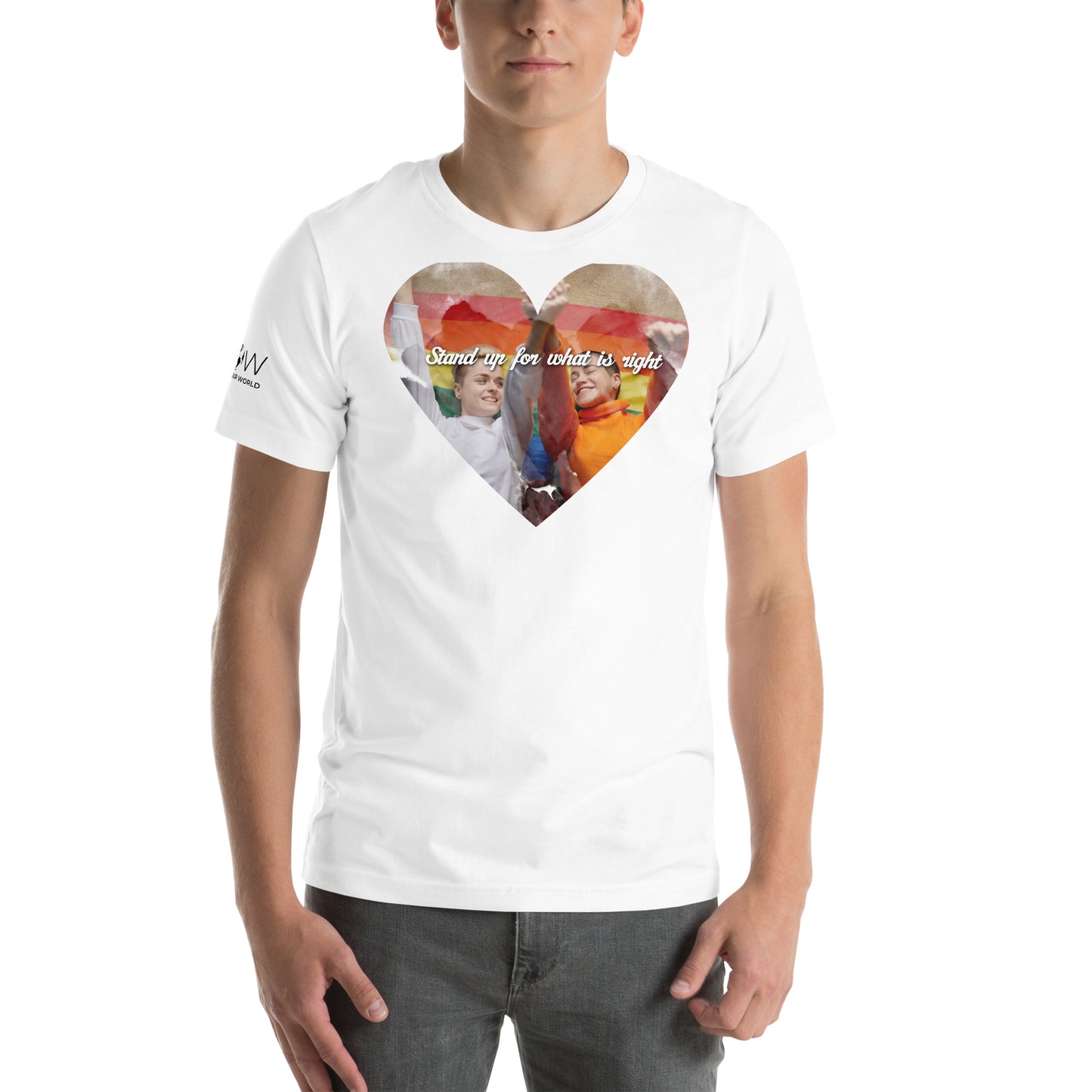 Stand Up for What Is Right - Unity Heart Edition White Motivational Men's T-Shirt