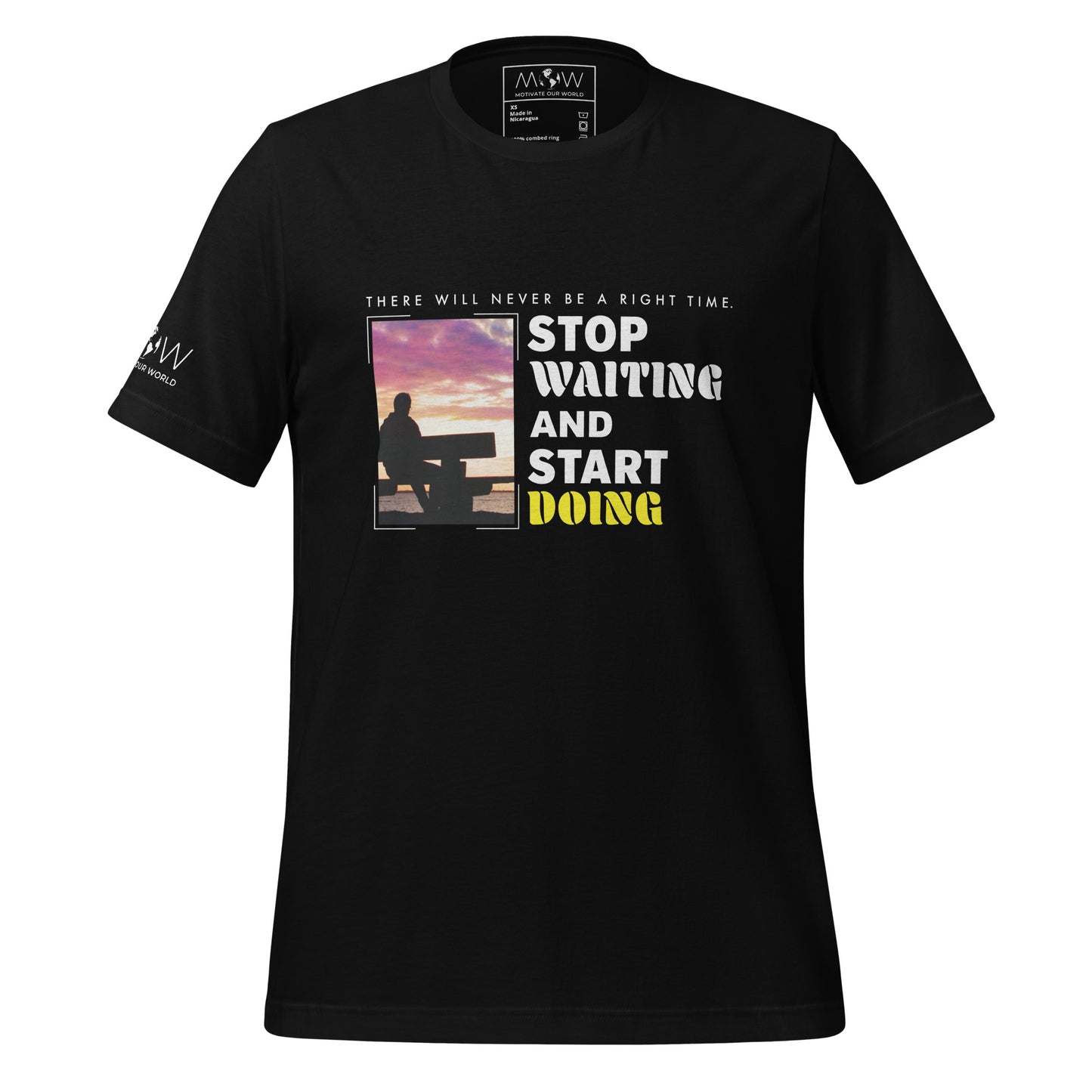 Stop Waiting and Start Doing Men's Motivational Black T-Shirt