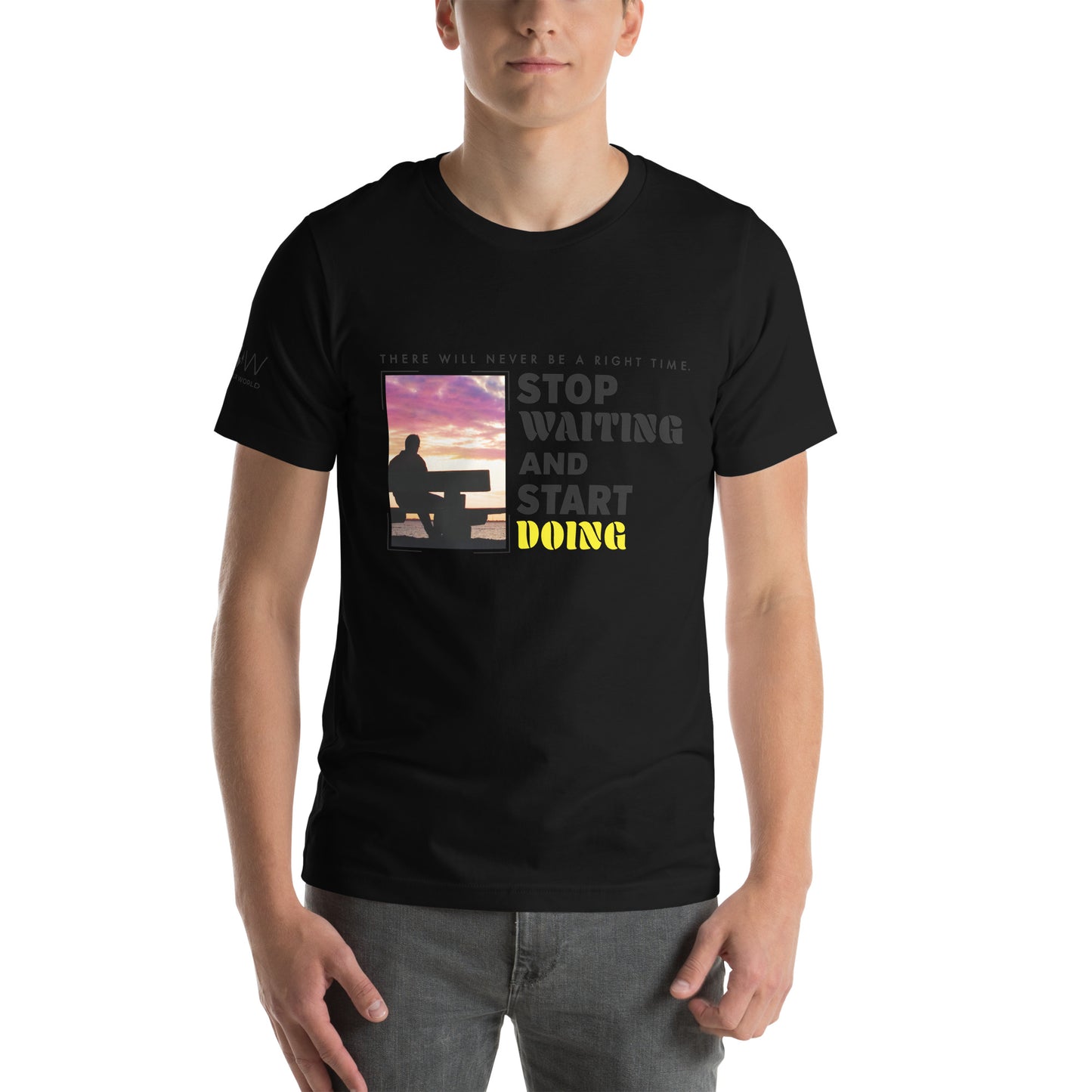 Stop Waiting and Start Doing Men's Motivational Black T-Shirt