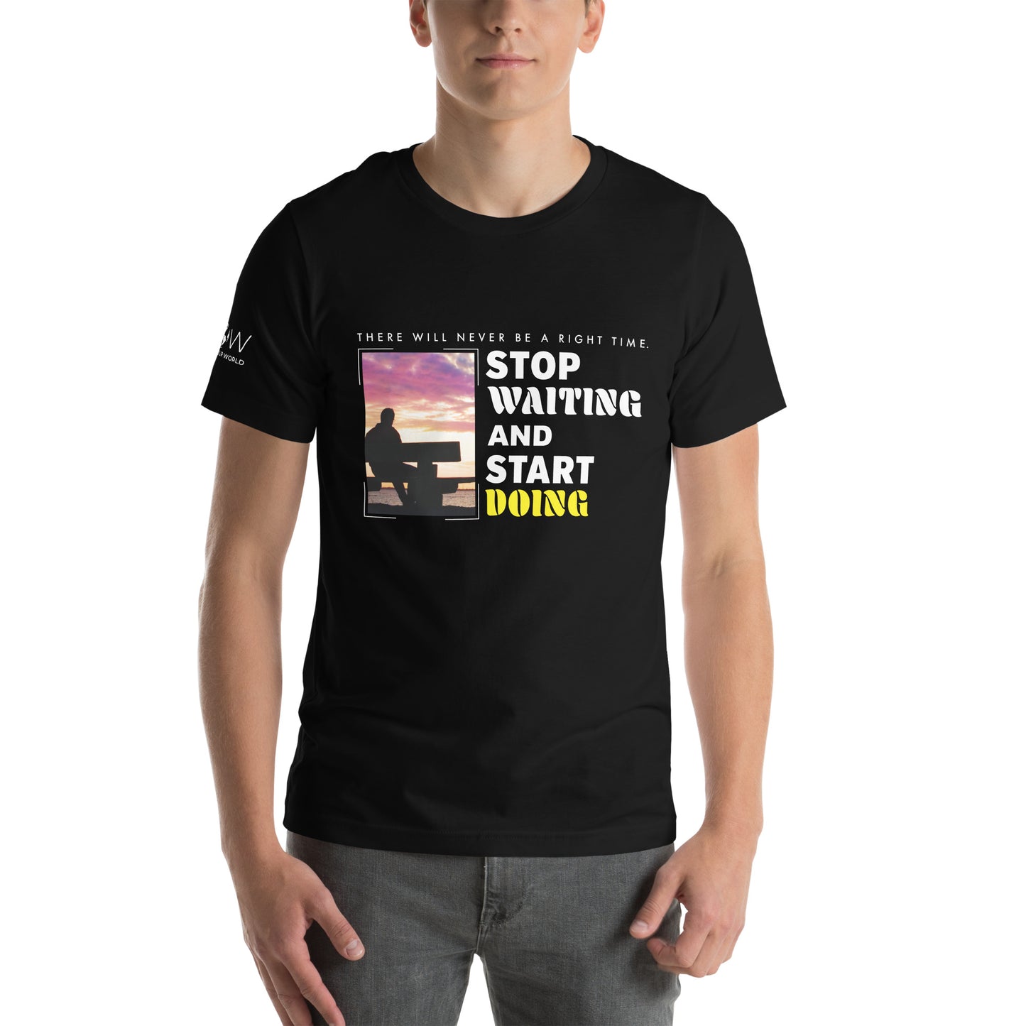 Stop Waiting and Start Doing Men's Motivational Black T-Shirt