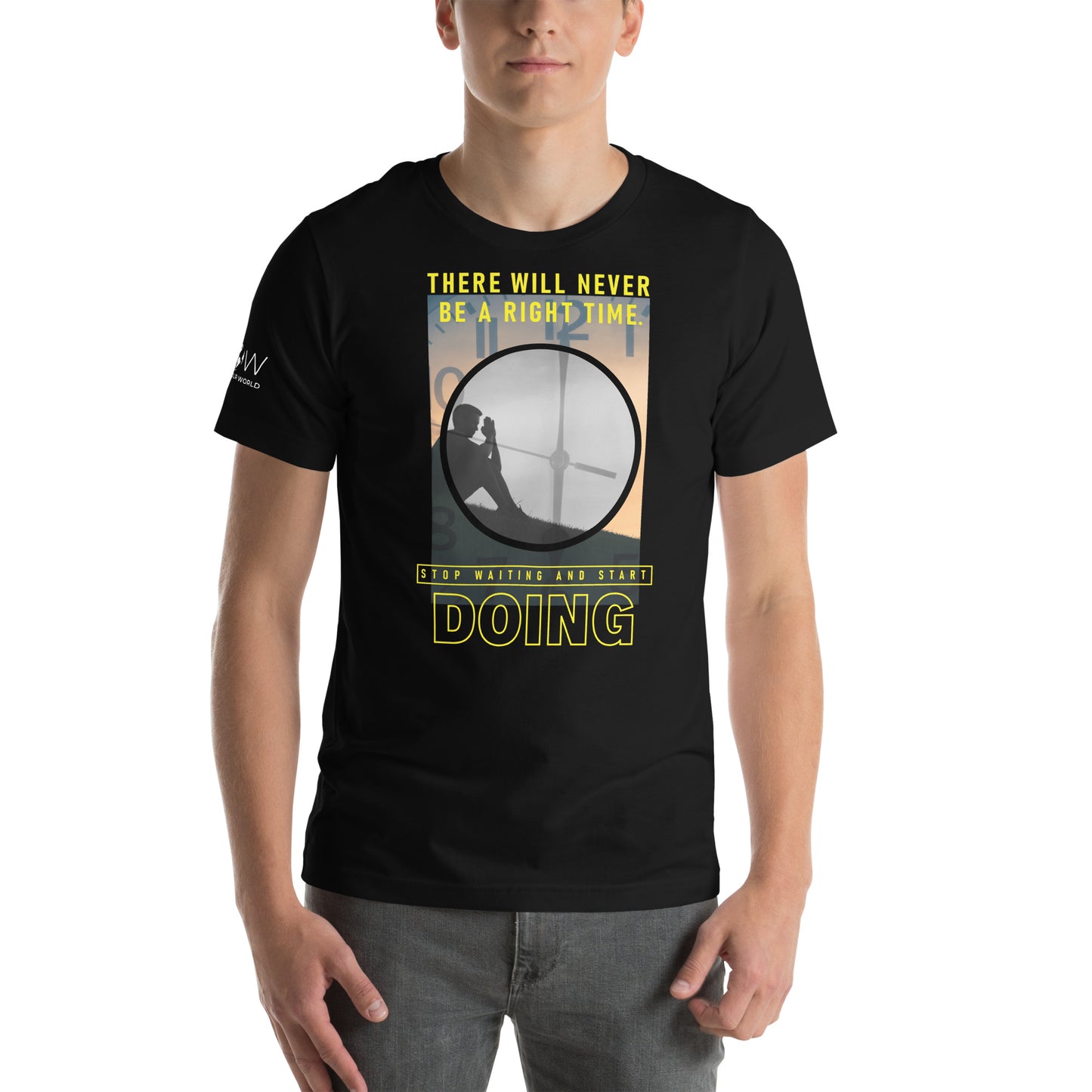 Stop Waiting and Start Doing Men's Motivational Black T-Shirt