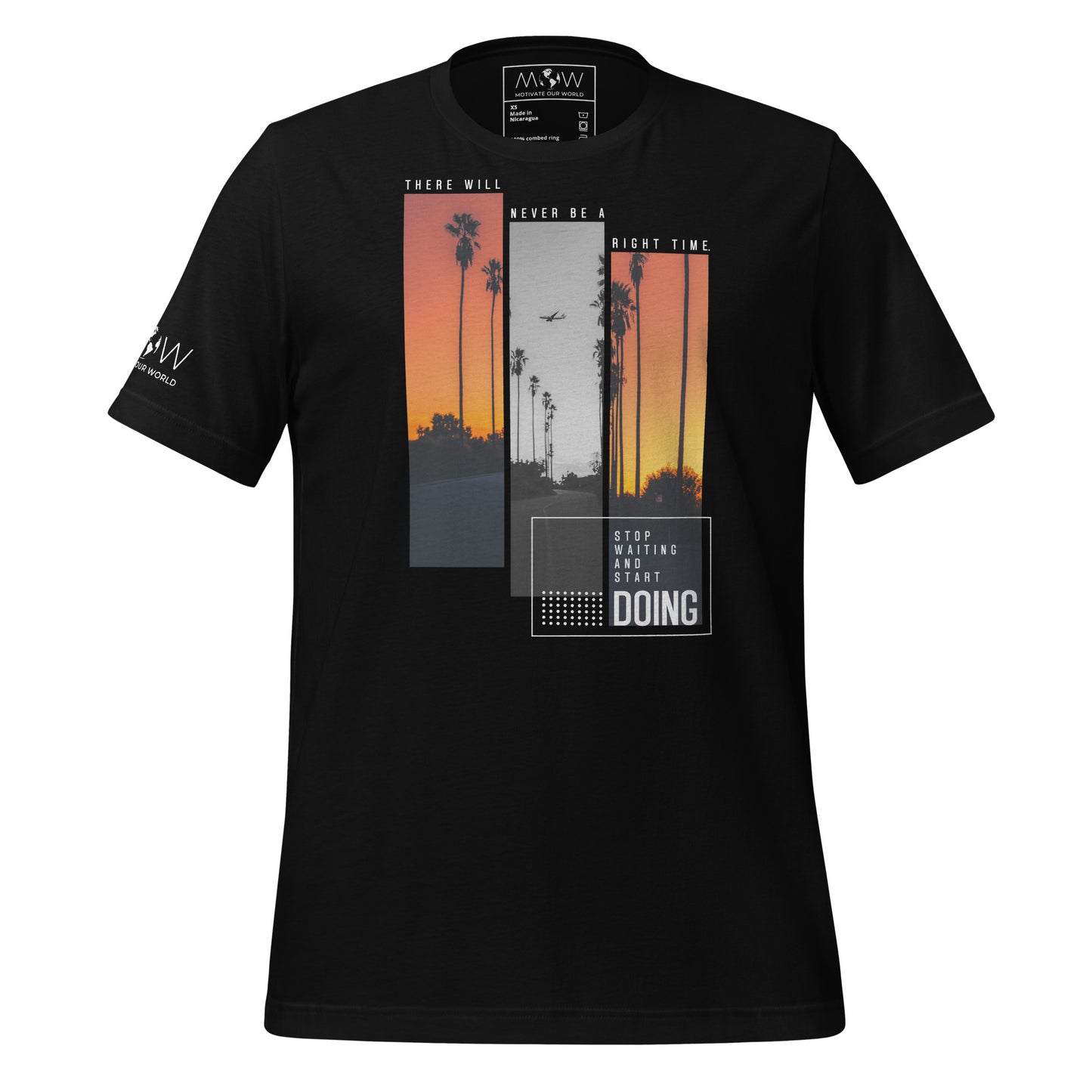 Stop Waiting and Start Doing Men's Motivational Black T-Shirt