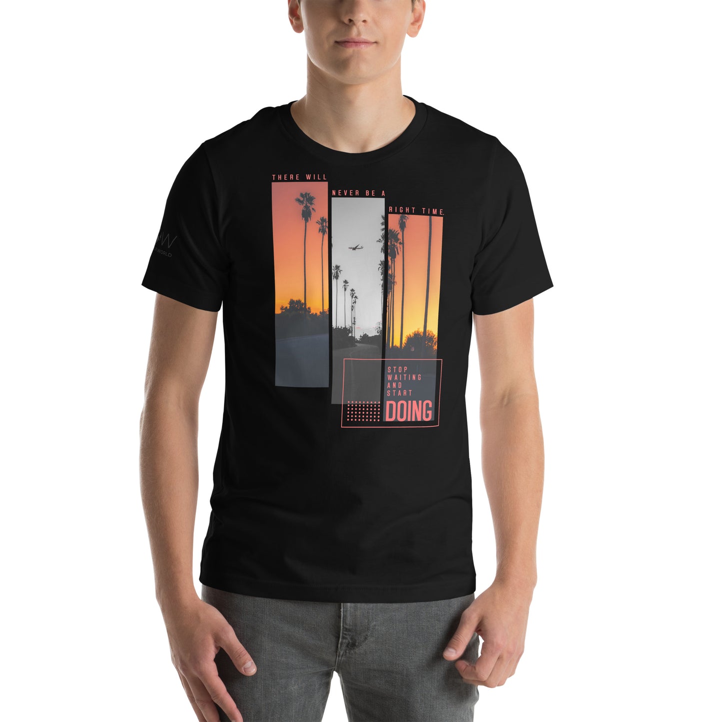 Stop Waiting and Start Doing Men's Motivational Black T-Shirt