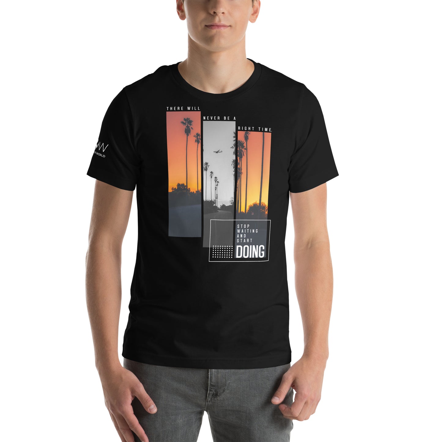 Stop Waiting and Start Doing Men's Motivational Black T-Shirt