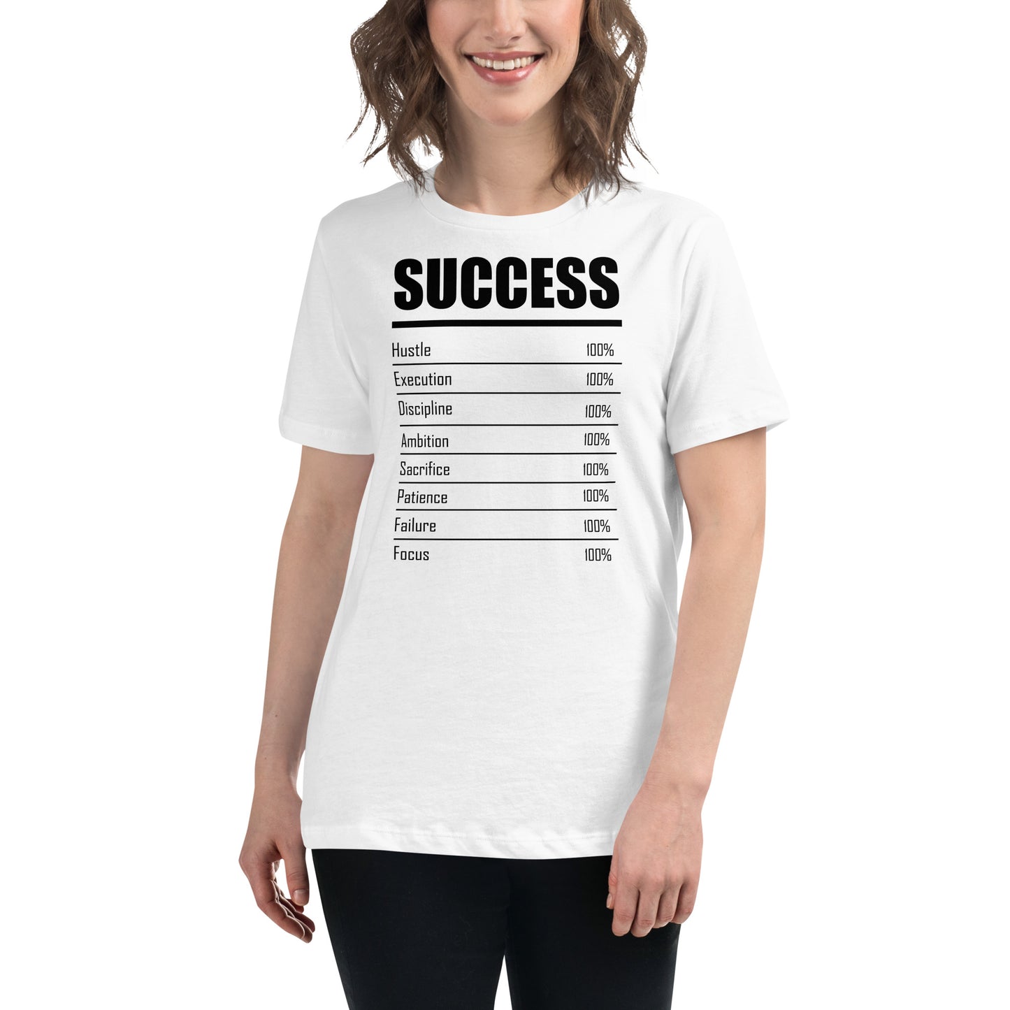 Success 100% Mindset White Motivational Women’s T-Shirt Lifestyle