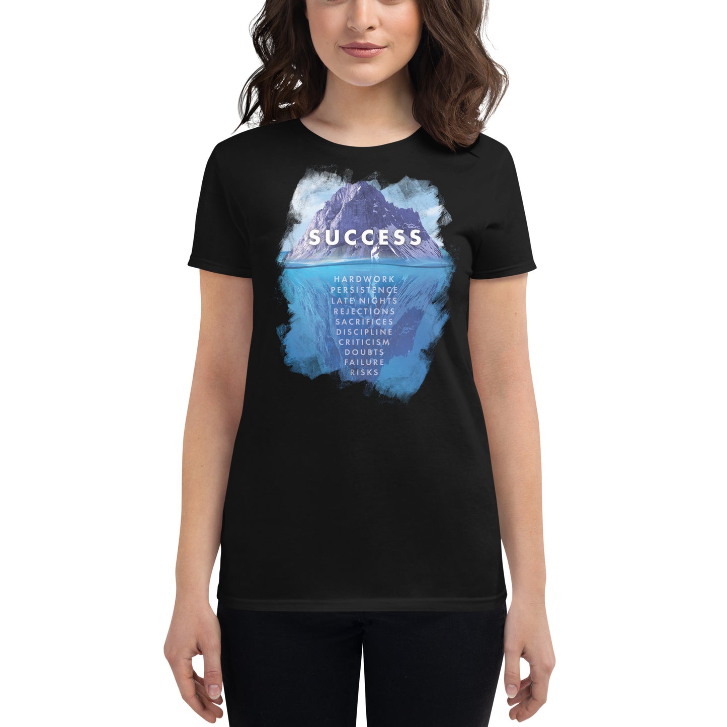 Success Iceberg Women’s Motivational Black T-Shirt