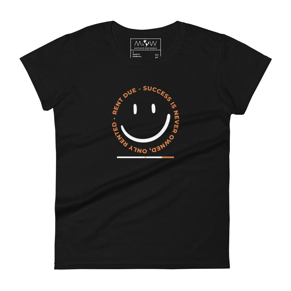 Success Is Never Owned Women's Motivational Black T-Shirt