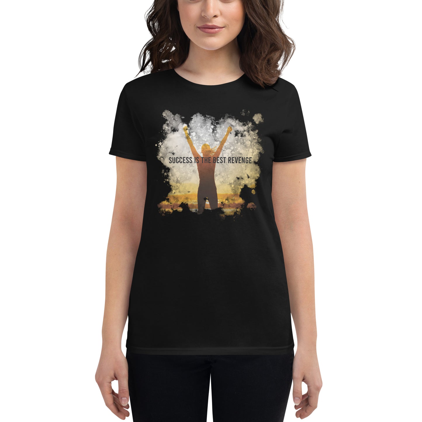 Success Is The Best Revenge Sunset Women’s Motivational Black T-Shirt
