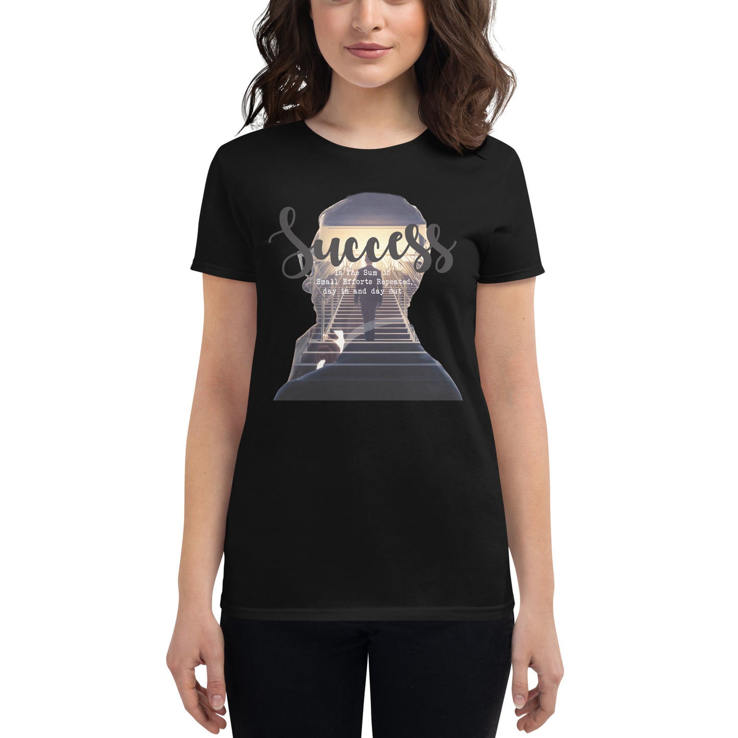 Success Is the Sum of Small Efforts Women’s Motivational Black T-Shirt