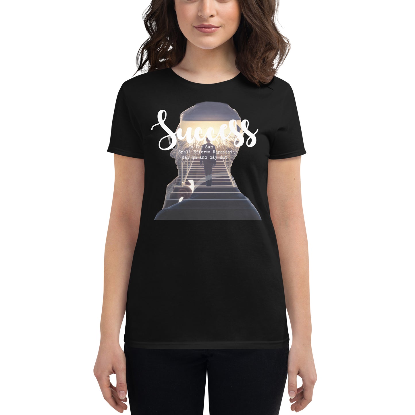 Success Is the Sum of Small Efforts Women’s Motivational Black T-Shirt
