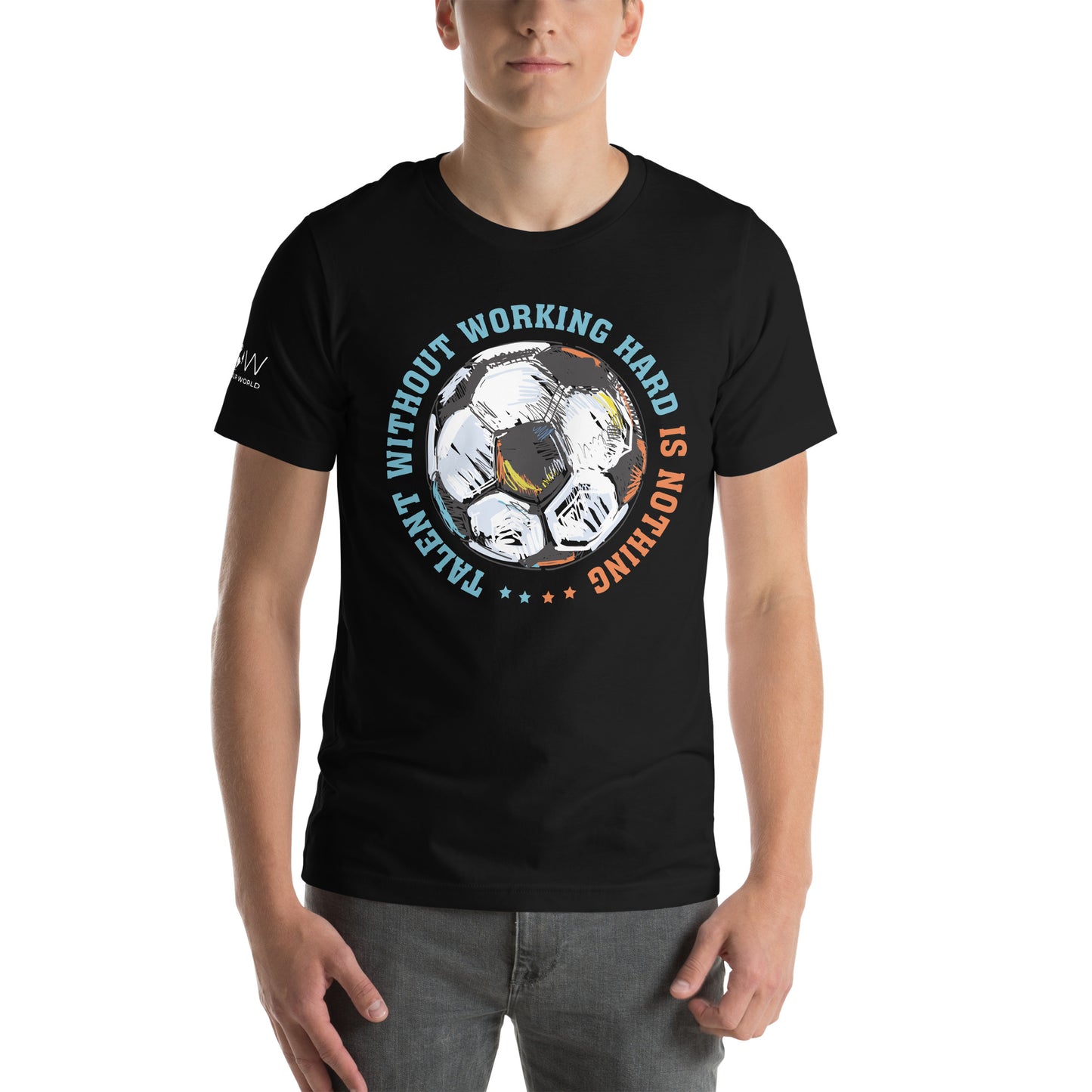 Talent Without Hard Work Soccer Circle Men's Motivational Black T-Shirt