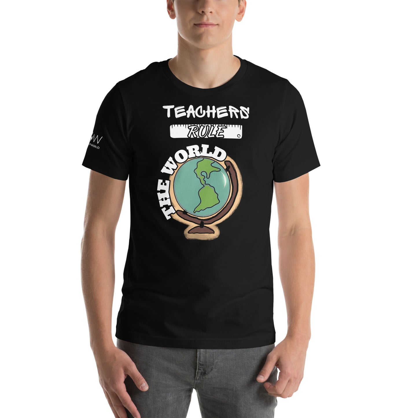 Teachers Rule the World Men's Motivational Black T-Shirt