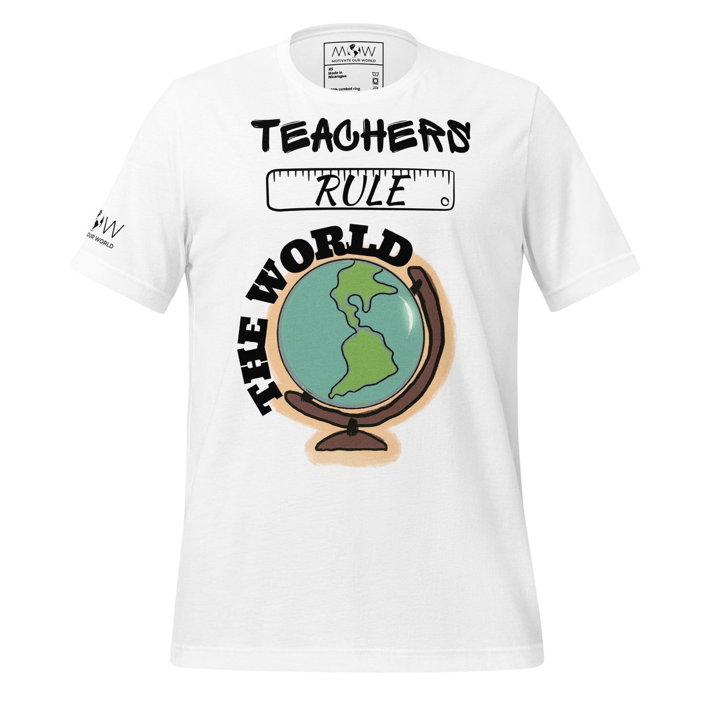Teachers Rule the World Men's Motivational White T-Shirt