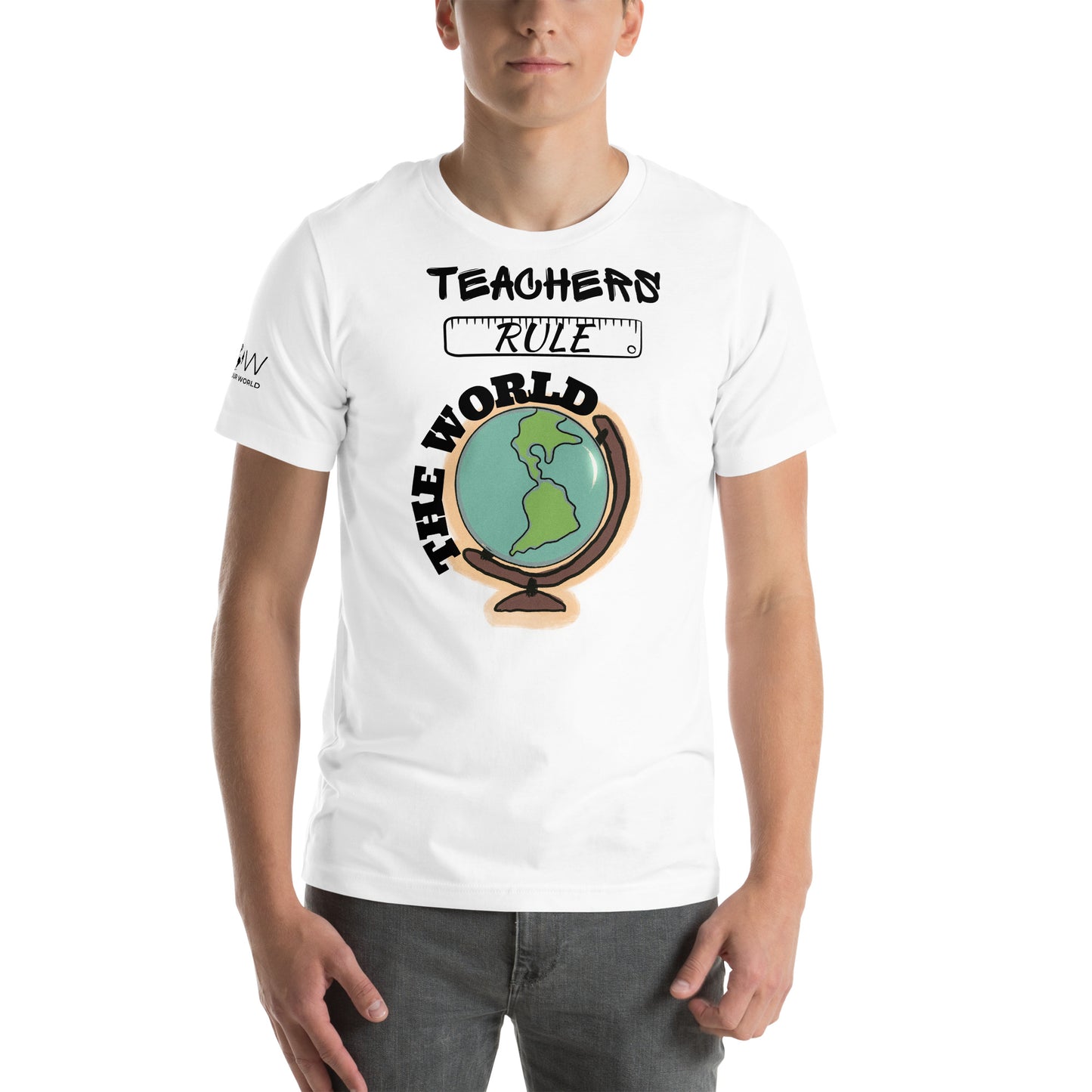 Teachers Rule the World Men's Motivational White T-Shirt