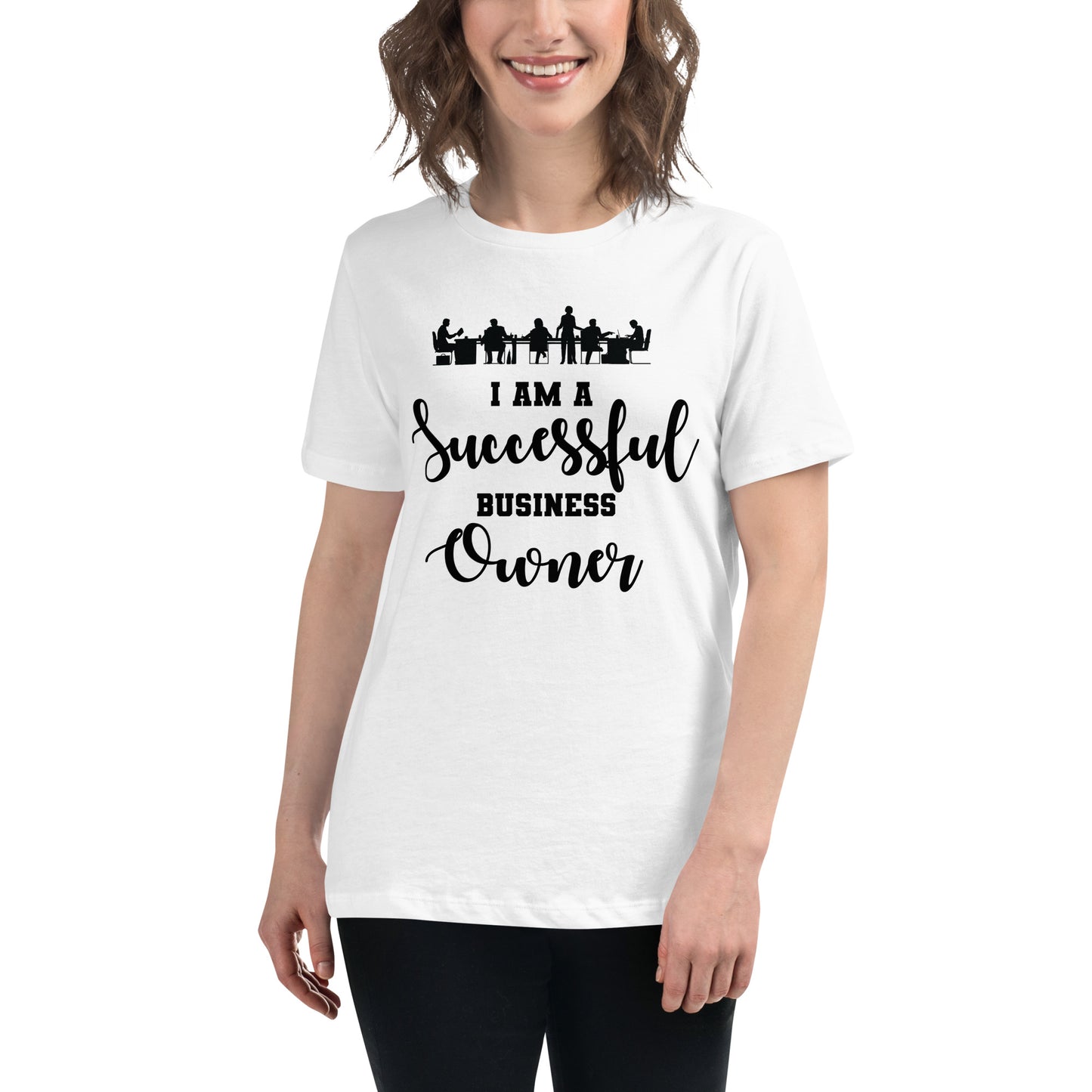 "Teamwork Triumphs" White Motivational Women’s T-Shirt Lifestyle