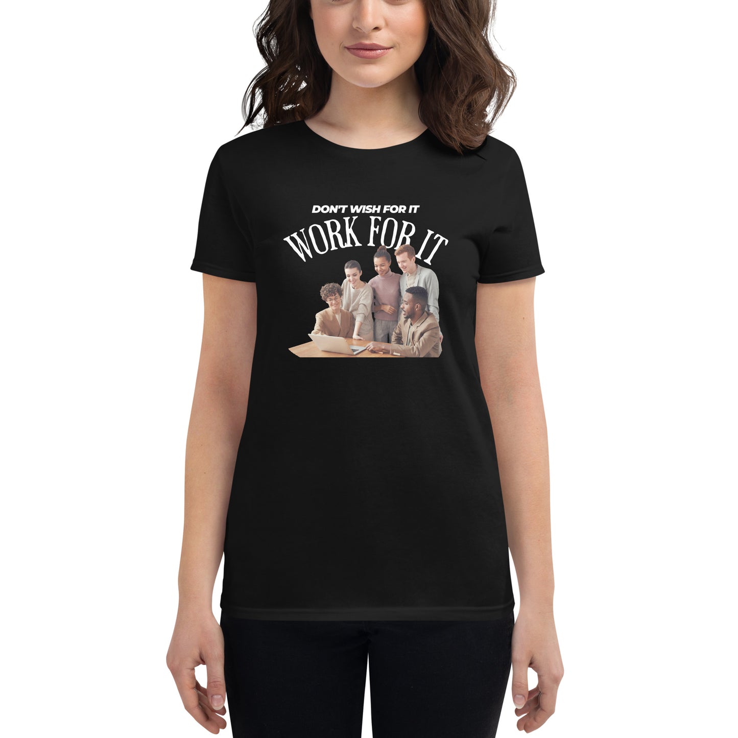 Teamwork in Action Women’s Motivational Black T-Shirt
