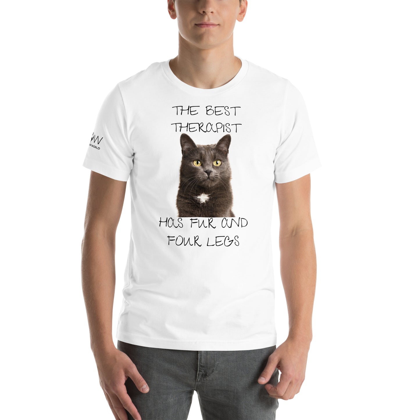 The Best Therapist Has Fur and Four Legs - Cat White Motivational Men's T-Shirt
