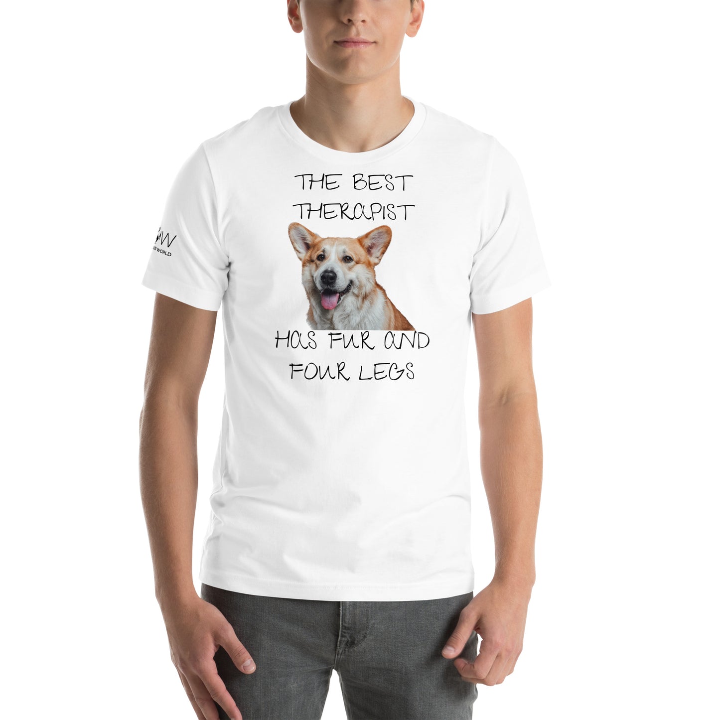 The Best Therapist Has Fur and Four Legs - Corgi White Motivational Men's T-Shirt