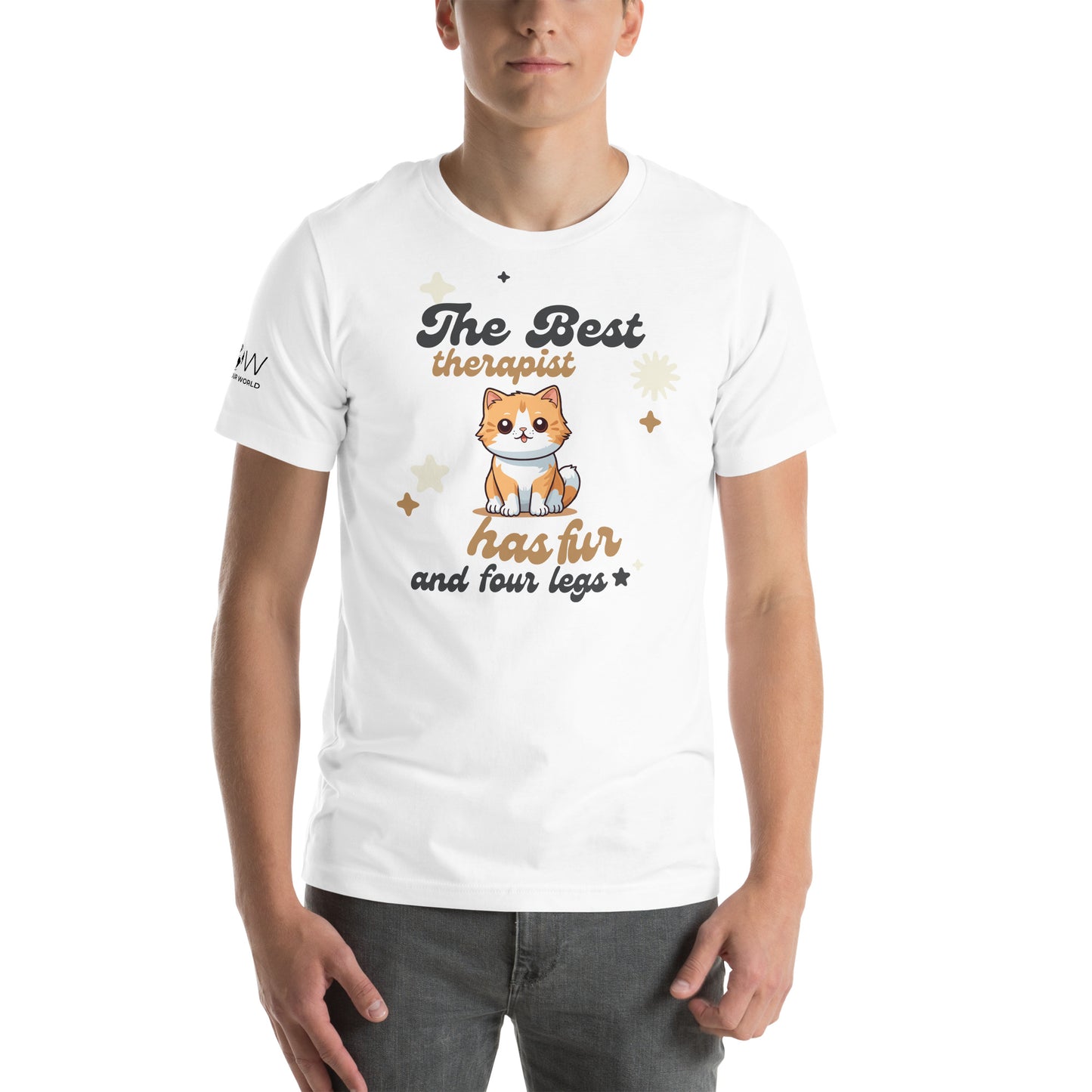 The Best Therapist Has Fur and Four Legs - Cute Cat White Motivational Men's T-Shirt Lifestyle