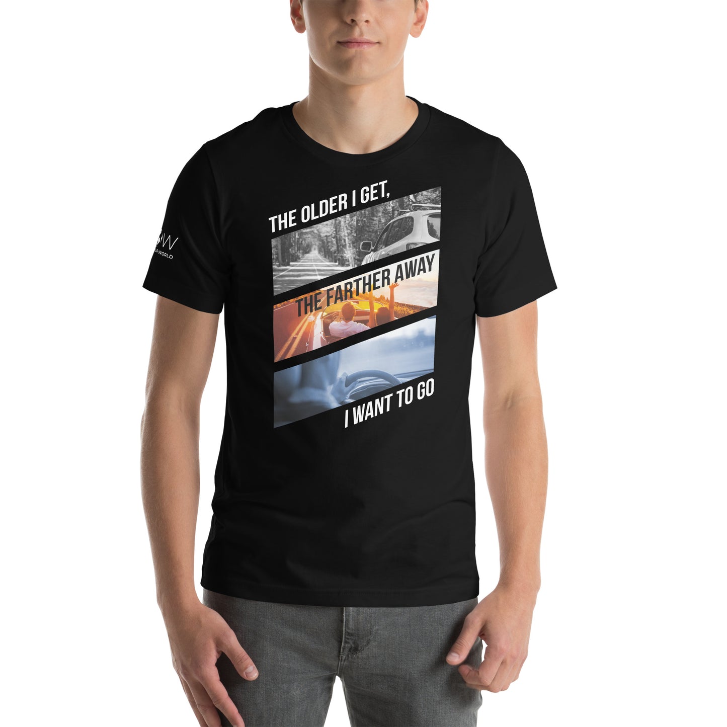 "The Farther Away I Want to Go" Men's Motivational Black T-Shirt